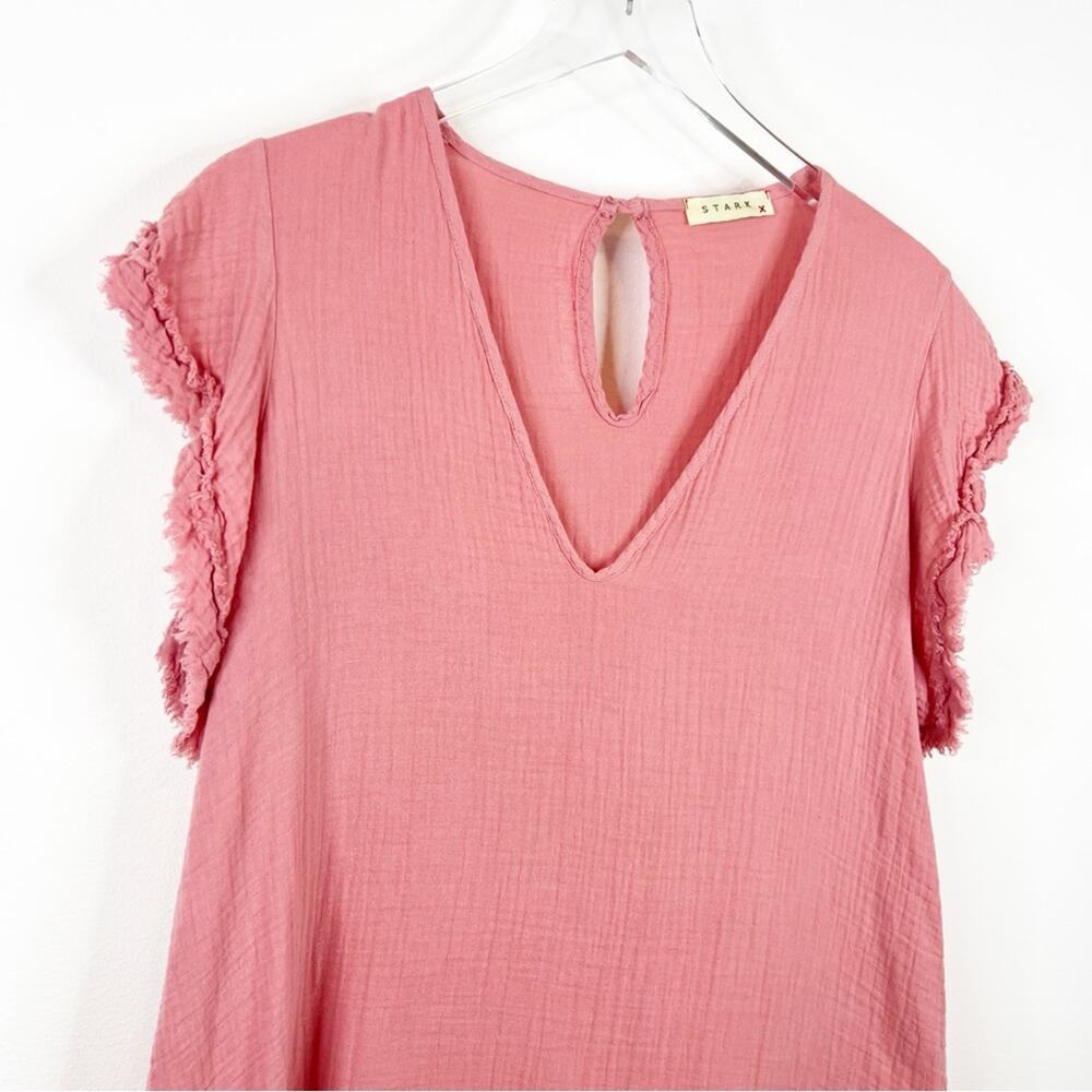 STARK X‎ Ruffle Sleeve Knee Length Dress M Pink - Picture 4 of 7